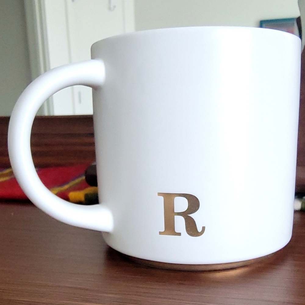 White Mug with Gold Letter R